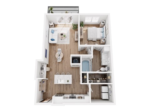 Floor plan for 1 bed, 1 bath, 845 sqft